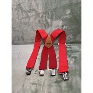 Craftsman 2" Elastic Work  Suspenders Men’s Red 940475 Leather Trim ECU!